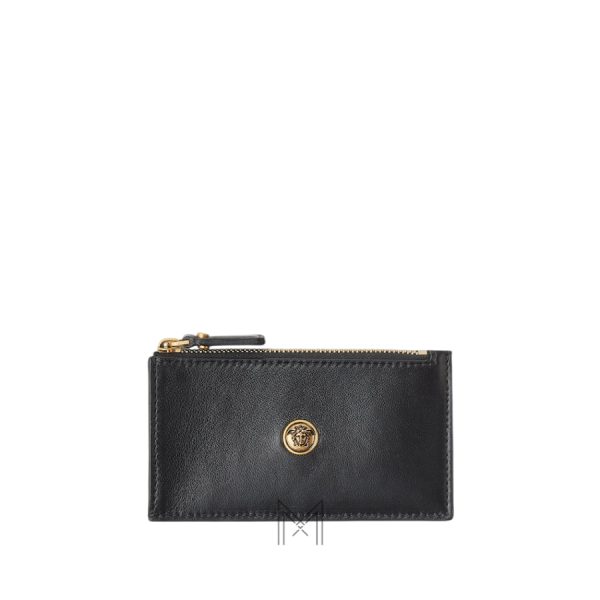 Ví đựng thẻ Versace có khoá kéo màu đen hàng hiệu authentic MVV21