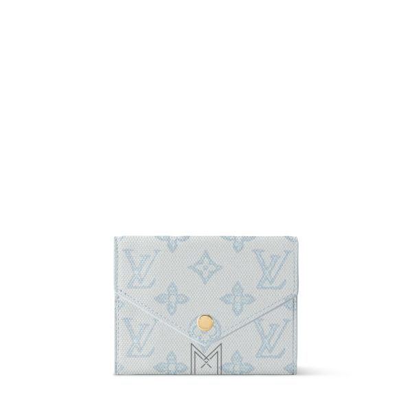 Ví Ngắn Cúc Bấm LV Victorine Màu Xanh Dương Monogram Authentic VLV091