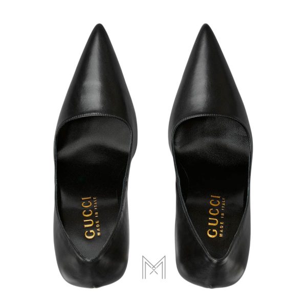 Giày cao gót Gucci Bombshell màu đen da trơn authentic MHGG042