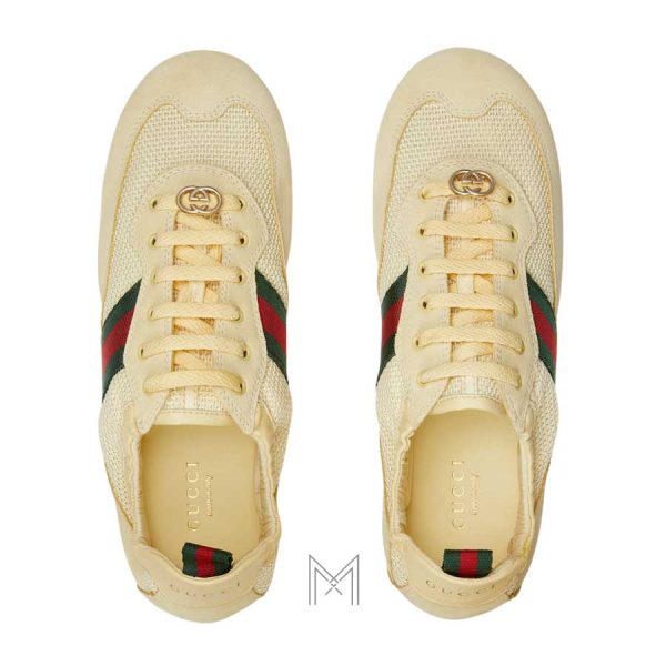 Sneaker Gucci Shift màu vàng nhạt phối da lộn chính hãng MHGG014