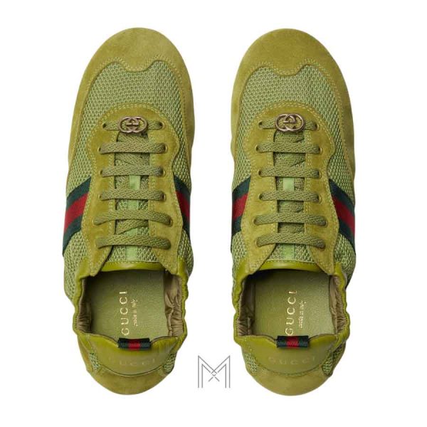 Sneaker Gucci Shift màu xanh lá phối da lộn chính hãng MHGG012