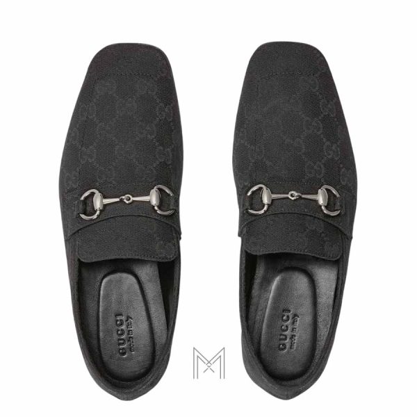 Giày lười Gucci màu đen khóa bạc chính hãng MHGG027