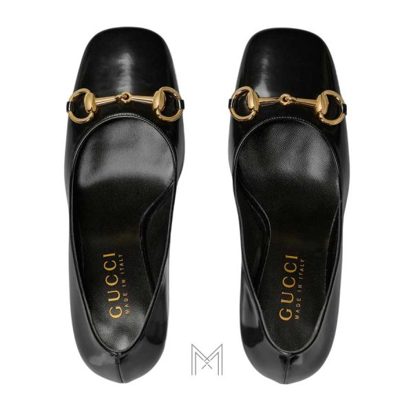 Giày cao gót Gucci màu đen khóa vàng authentic MHGG035