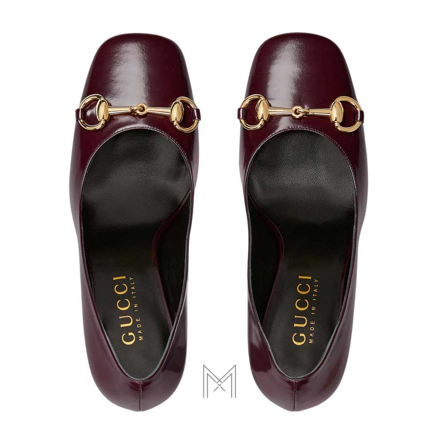 Giày cao gót Gucci màu đỏ mận khóa vàng authentic MHGG034 2026 Giày cao gót Gucci màu đỏ mận khóa vàng authentic MHGG034 2026