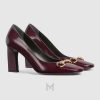 Giày cao gót Gucci màu đỏ mận khóa vàng authentic MHGG034 2026 Giày cao gót Gucci màu đỏ mận khóa vàng authentic MHGG034 2026
