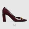 Giày cao gót Gucci màu đỏ mận khóa vàng authentic MHGG034 2026 Giày cao gót Gucci màu đỏ mận khóa vàng authentic MHGG034 2026