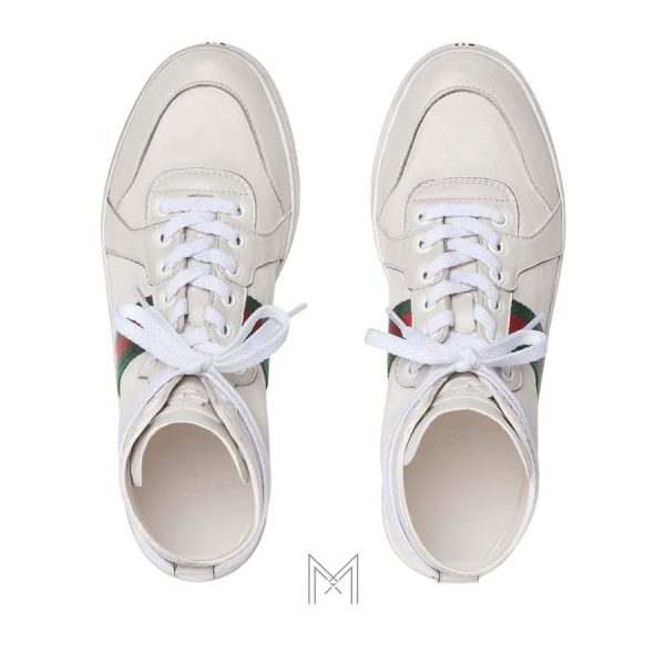 Sneaker boot Gucci màu trắng phối dải web chính hãng MHGG023