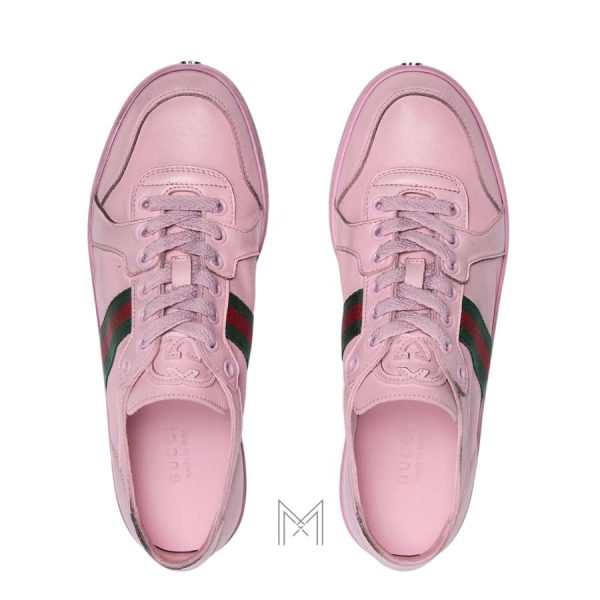 Giày thể thao Gucci màu hồng phối dải web chính hãng MHGG011