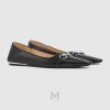 Giày búp bê Gucci màu đen khóa bạc chính hãng MHGG029 2026 Giày búp bê Gucci màu đen khóa bạc chính hãng MHGG029 2026