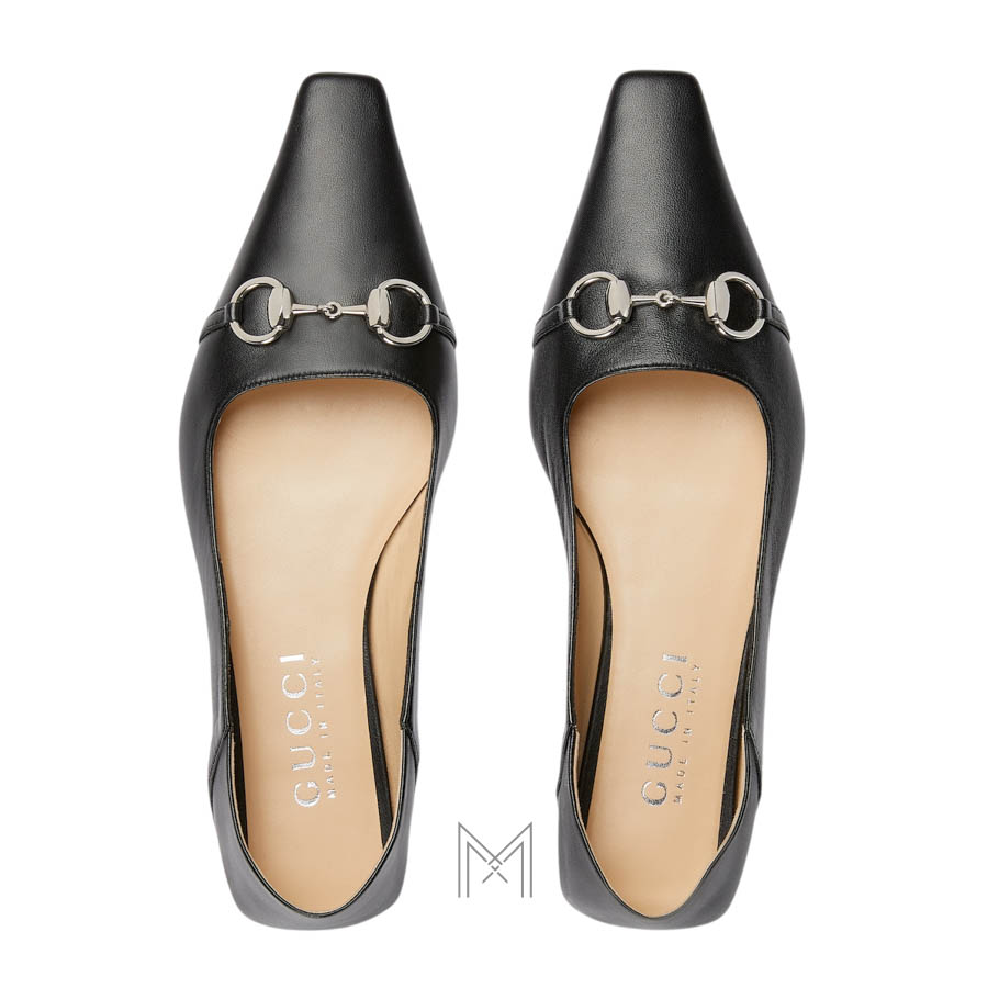Giày búp bê Gucci màu đen khóa bạc chính hãng MHGG029 2026 Giày búp bê Gucci màu đen khóa bạc chính hãng MHGG029 2026