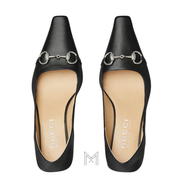 Giày cao gót Gucci màu đen khóa bạc authentic MHGG039