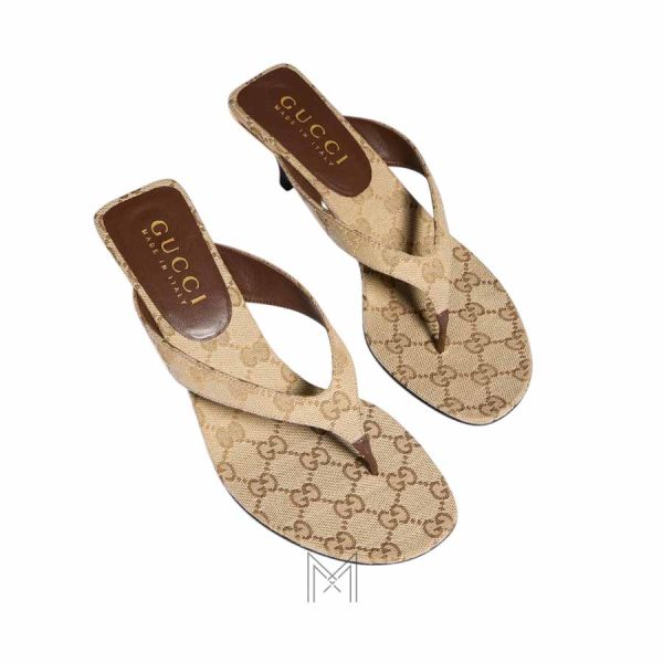 Dép Gucci Vittoria cao gót họa tiết monogram chính hãng MHDG014