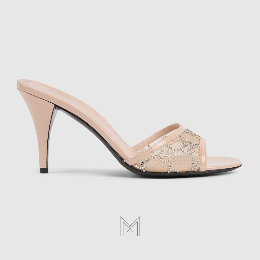 Dép Gucci cao gót màu be đính đá chính hãng MHDG024 2026 Dép Gucci cao gót màu be đính đá chính hãng MHDG024 2026