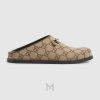 Giày sục Gucci be họa tiết GG khóa vàng chính hãng MHGG005 2026 Giày sục Gucci be họa tiết GG khóa vàng chính hãng MHGG005 2026