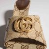 Dép Gucci cao gót họa tiết logo GG vàng chính hãng MHDG006 2026 Dép Gucci cao gót họa tiết logo GG vàng chính hãng MHDG006 2026