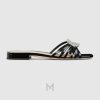 Dép Gucci quai ngang màu đen logo GG đính đá chính hãng MHDG022 2026