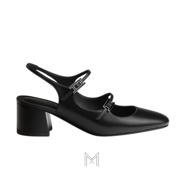 Cao gót Hermes Jackie 50 chính hãng màu đen khoá đen MHGH070