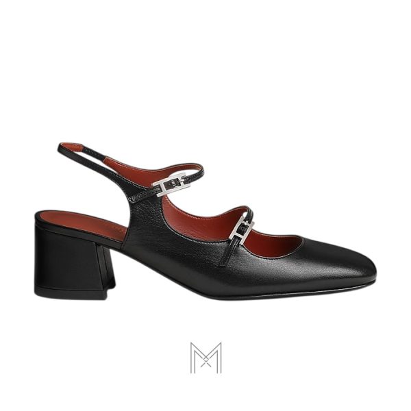 Cao gót Hermes Jackie 50 chính hãng màu đen khoá bạc MHGH068