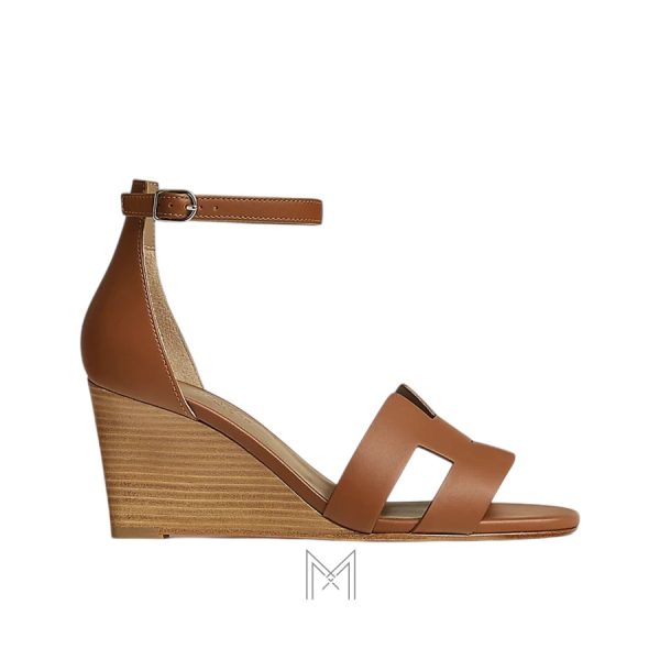 Sandal cao gót Hermes Legend màu nâu bò authentic MHHH200