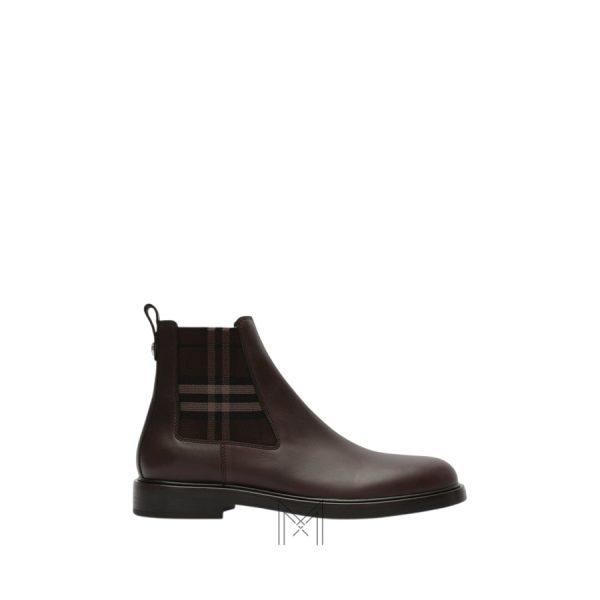 Chelsea boot Burberry màu nâu đậm da trơn chính hãng MHGB044