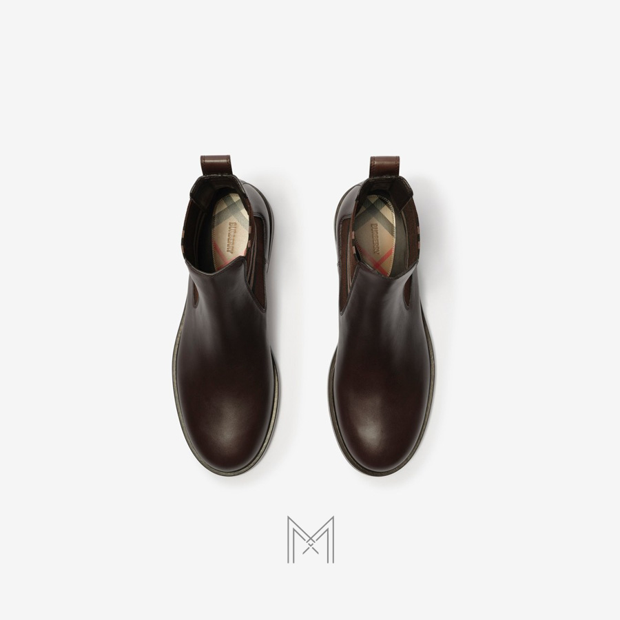 Chelsea boot Burberry màu nâu đậm da trơn chính hãng MHGB044 2026 Chelsea boot Burberry màu nâu đậm da trơn chính hãng MHGB044 - Ảnh 4