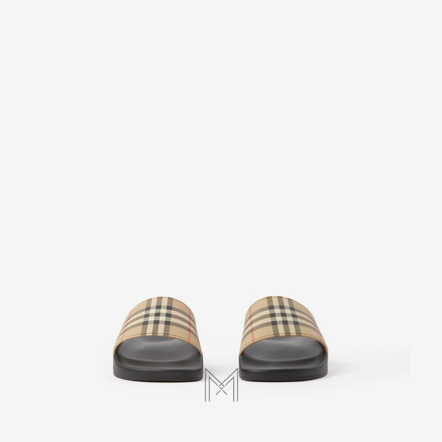 Dép Burberry quai ngang chính hãng màu be đế đen MHDB001 2026 Dép Burberry quai ngang chính hãng màu be đế đen MHDB001 2026