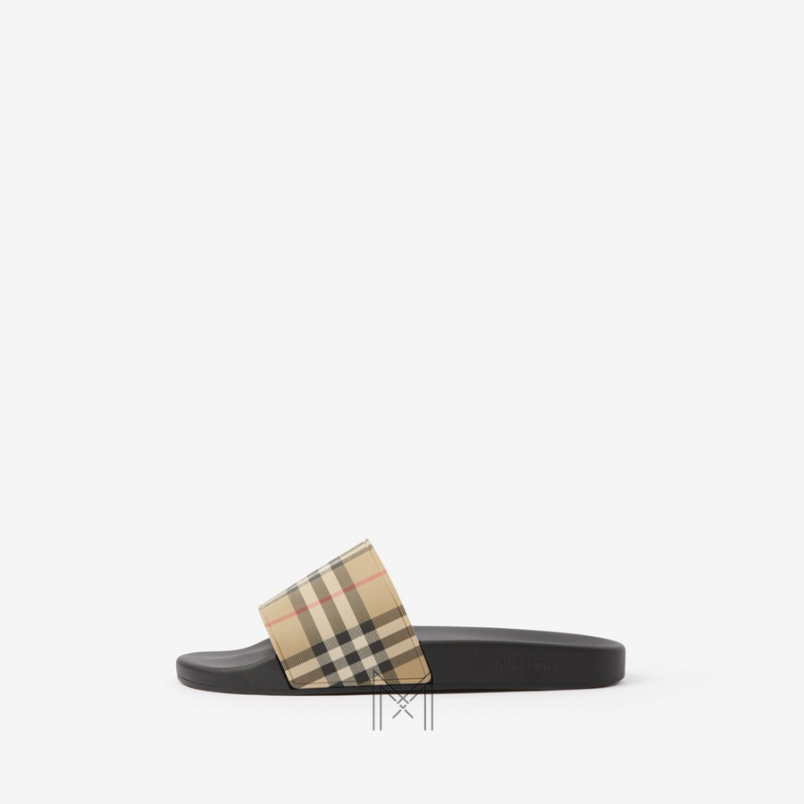 Dép Burberry quai ngang chính hãng màu be đế đen MHDB001 2026 Dép Burberry quai ngang chính hãng màu be đế đen MHDB001 2026