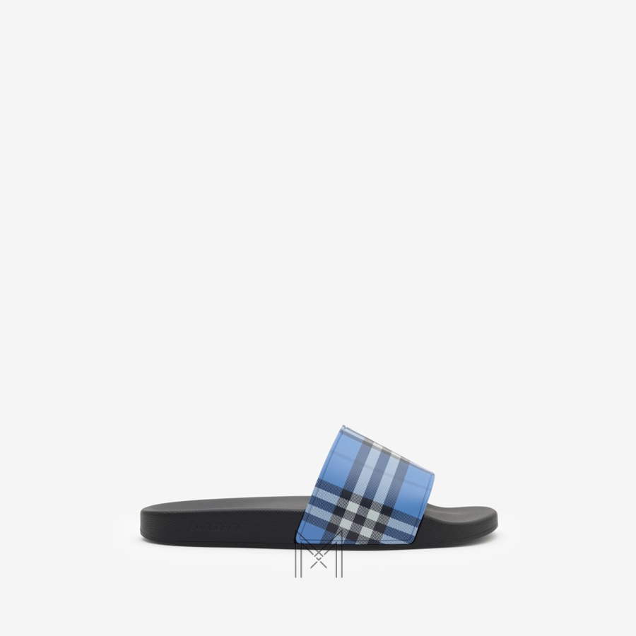 Dép Burberry quai ngang chính hãng màu xanh dương họa tiết kẻ MHDB007 2026 Dép Burberry quai ngang chính hãng màu xanh dương họa tiết kẻ MHDB007 2026