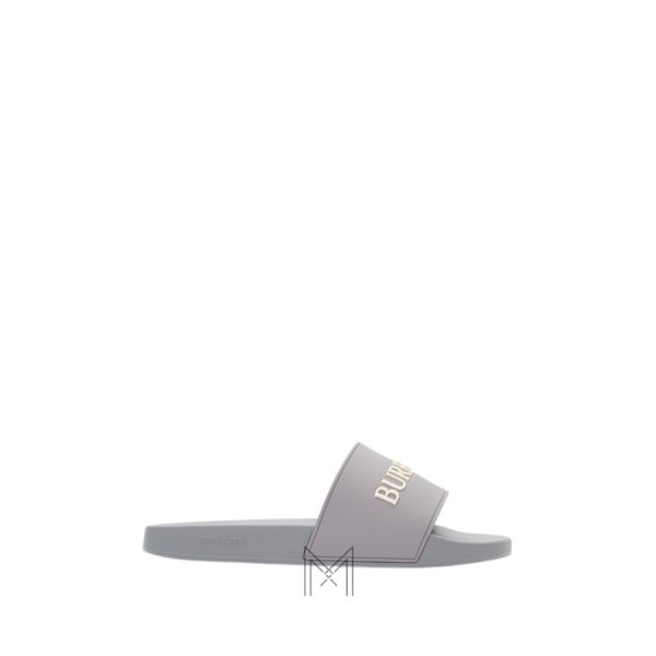 Dép Burberry quai ngang chính hãng màu xám logo chữ MHDB009