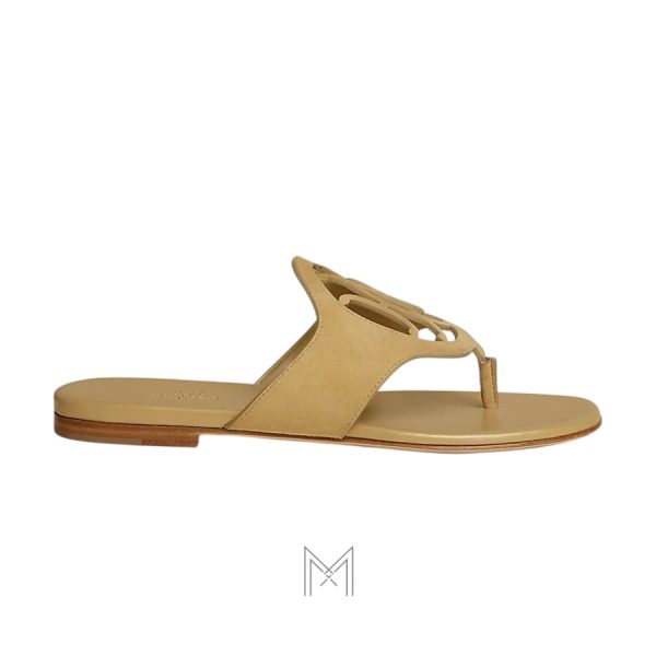 Dép xỏ ngón Hermes nữ chính hãng màu be MHHH113