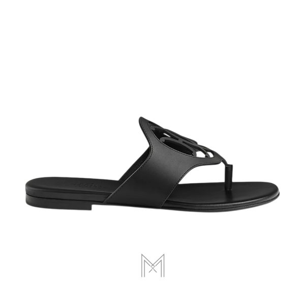 Dép xỏ ngón Hermes nữ chính hãng màu đen MHHH112