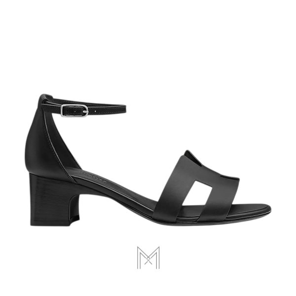 Sandal cao gót Hermes Encens 50 màu đen authentic MHHH199
