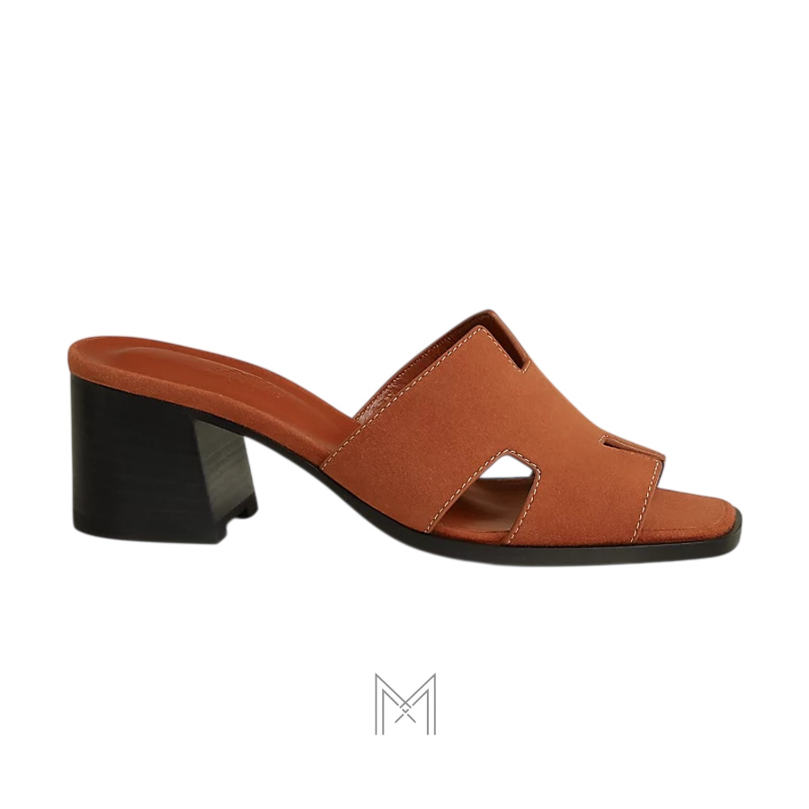 Dép cao gót Hermes Helia 60 chính hãng màu nâu da lộn MHHH137 2026 Dép cao gót Hermes Helia 60 chính hãng màu nâu da lộn MHHH137 2026