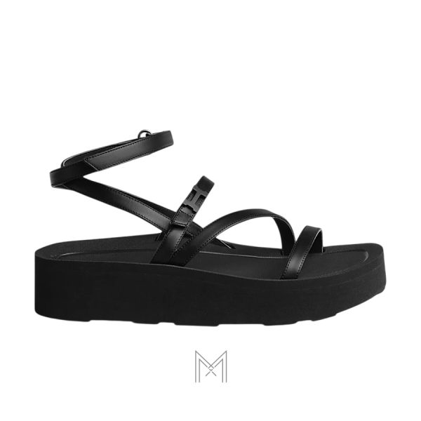 Dép quai hậu Hermes Liberte màu đen authentic MHHH194