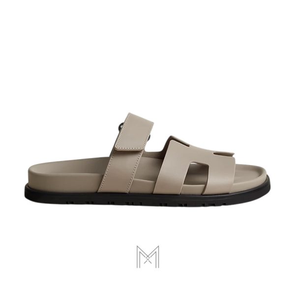 Dép quai ngang Hermes Chypre authentic màu be xám MHHH168
