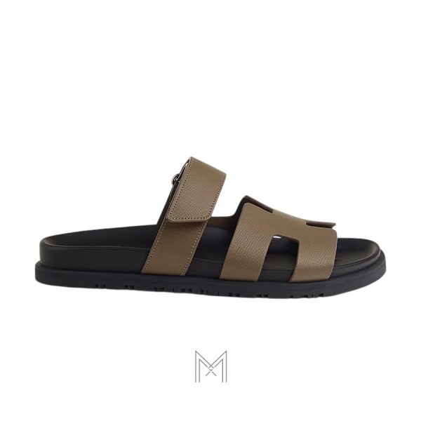 Dép quai ngang Hermes Extra authentic màu nâu kaki MHHH165