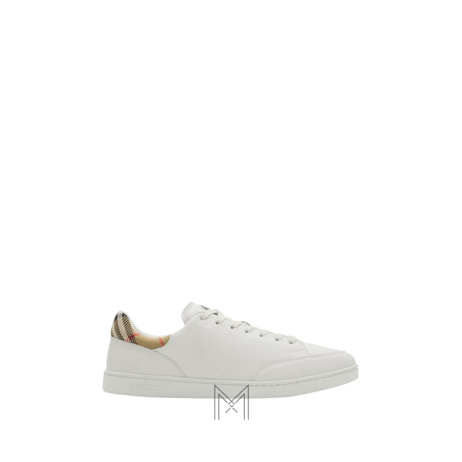 Giày thể thao cổ thấp Burberry da màu trắng authentic MHGB007 2026 Giày thể thao cổ thấp Burberry da màu trắng authentic MHGB007 2026
