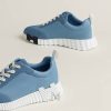 Sneaker Hermes Bouncing màu xanh phối da lộn chính hãng MHGH027 2026