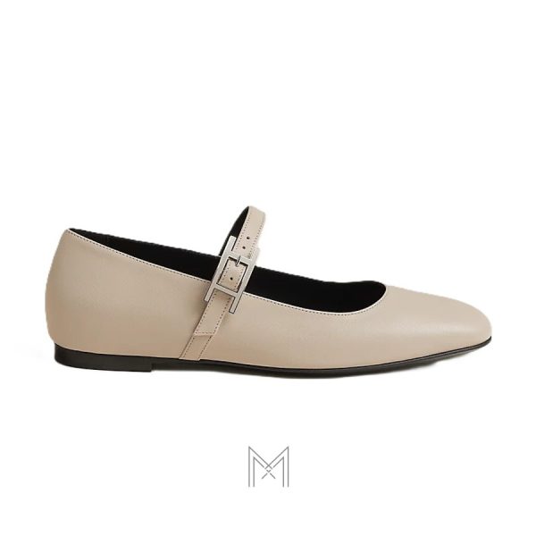 Giày búp bê Hermes màu hồng đất chính hãng MHGH051