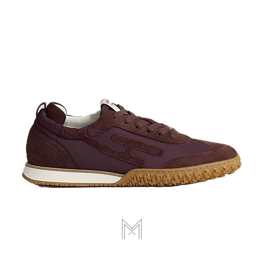 Sneaker Hermes Jet màu đỏ mận phối da lộn chính hãng MHGH031 2026 Sneaker Hermes Jet màu đỏ mận phối da lộn chính hãng MHGH031 2026