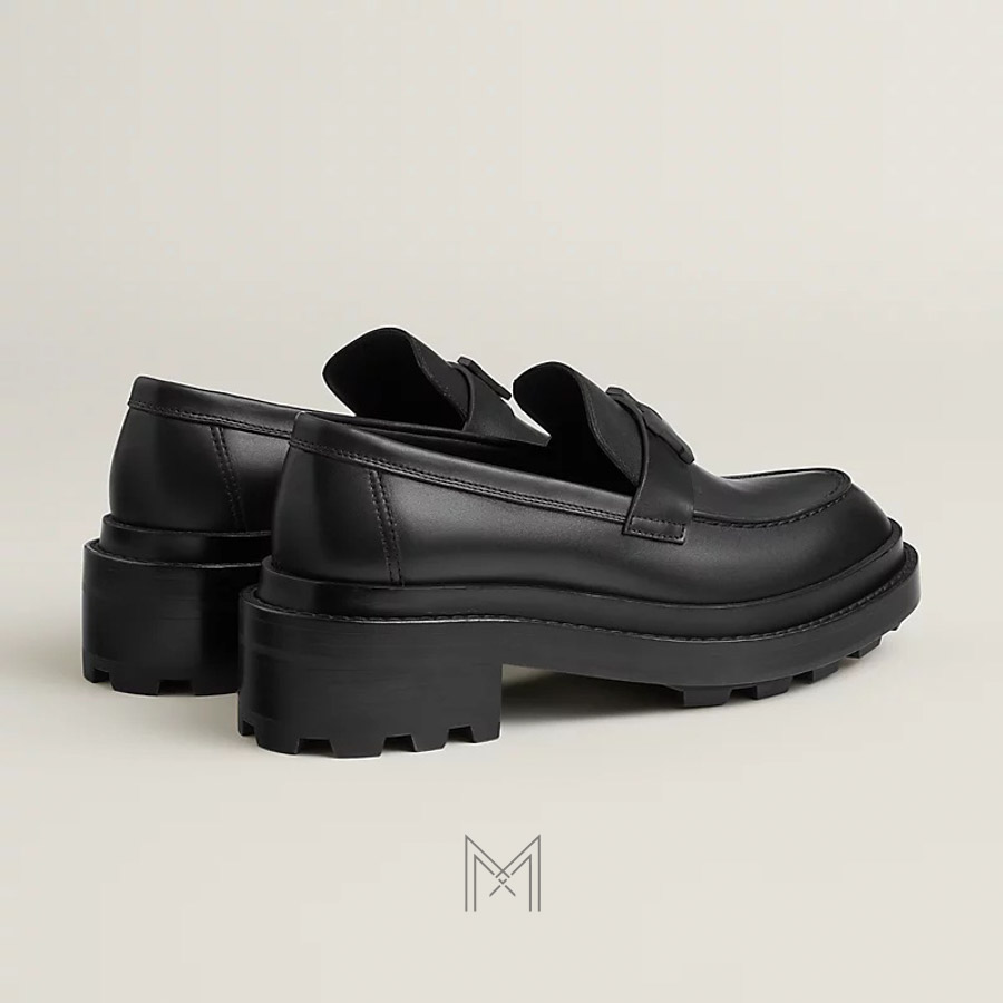 Giày loafer Hermes Louvre authentic màu đen MHGH113 2026 Giày loafer Hermes Louvre authentic màu đen MHGH113 2026