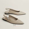 Giày búp bê Hermes chính hãng màu be khoá bạc MHGH083 2026