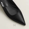 Giày búp bê Hermes chính hãng màu đen khoá bạc MHGH085 2026