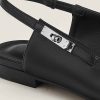 Giày búp bê Hermes chính hãng màu đen khoá bạc MHGH085 2026