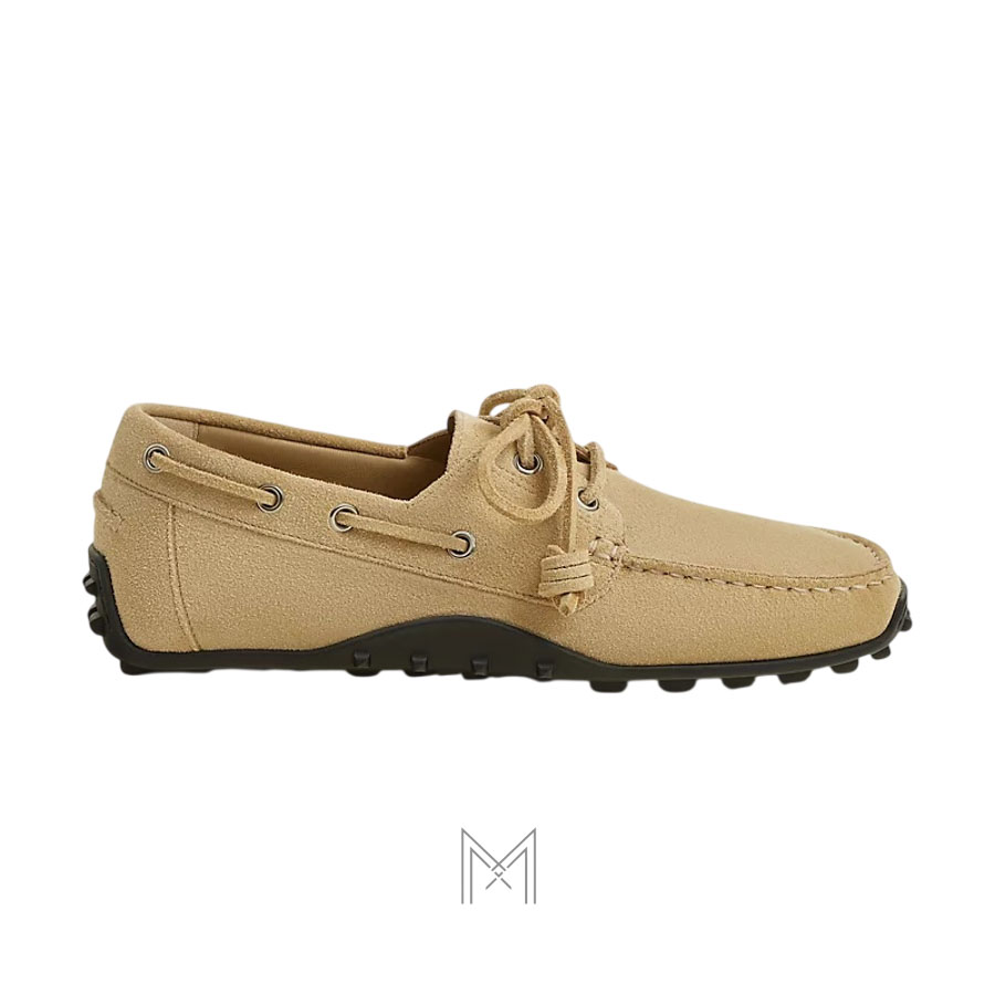 Giày moca Hermes chính hãng màu nâu nhạt da lộn MHGH145 2026 Giày moca Hermes chính hãng màu nâu nhạt da lộn MHGH145 2026