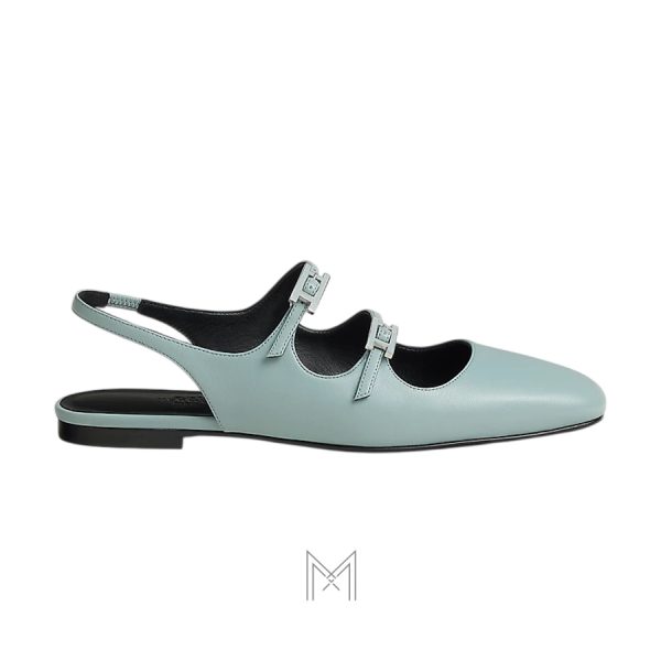 Giày búp bê Hermes authentic màu xanh pastel MHGH062