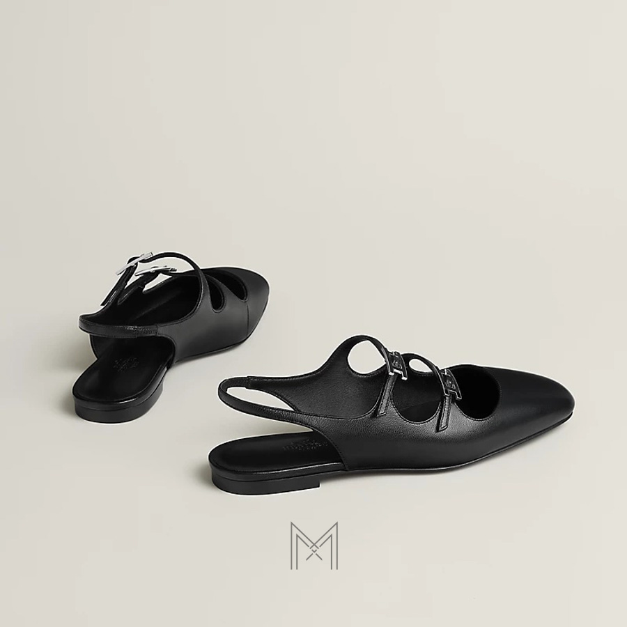 Giày búp bê Hermes Mila hàng hiệu authentic màu đen MHGH063 2026 Giày búp bê Hermes Mila hàng hiệu authentic màu đen MHGH063 2026