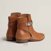 Boots Hermes Neo authentic màu nâu da trơn khoá bạc MHGH121 2026 Boots Hermes Neo authentic màu nâu da trơn khoá bạc MHGH121 2026