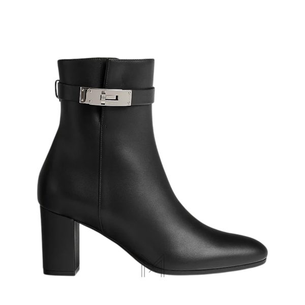Boots cao gót Hermes authentic màu đen khoá bạc MHGH123