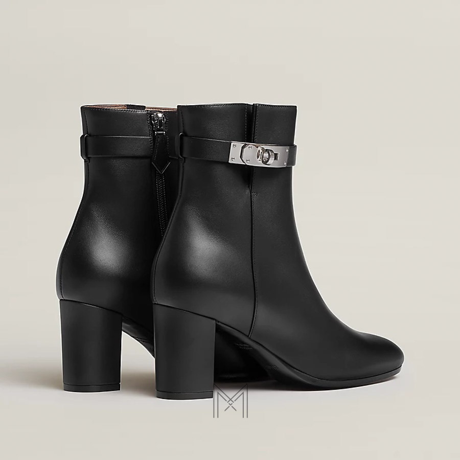 Boots cao gót Hermes authentic màu đen khoá bạc MHGH123 2026 Boots cao gót Hermes authentic màu đen khoá bạc MHGH123 2026